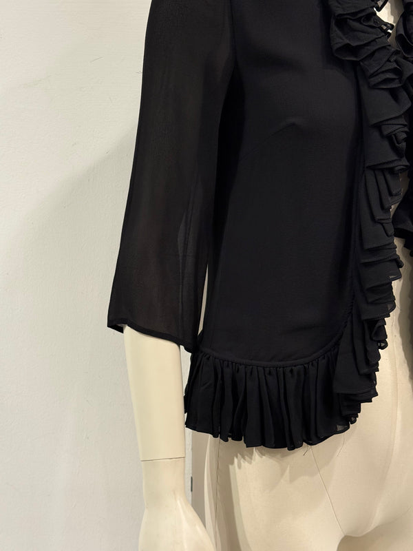 1990s Dolce & Gabbana ruffle trim silk jacket