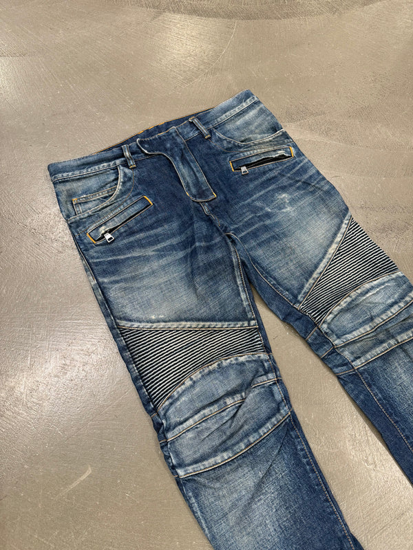2010s Pierre Balmain biker heavy denim