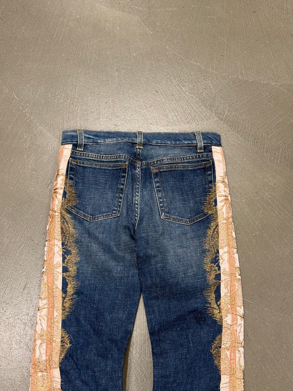 2004 Roberto Cavalli flared denim jeans with ornate side detailing