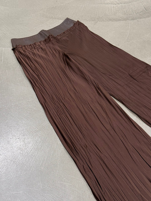 2000s Roberto Cavalli hybrid leather waistband wide pants