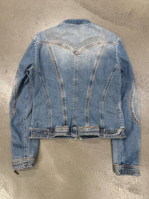 2000s Cavalli biker moto denim jacket