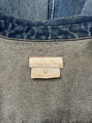 2000s Roberto Cavalli fitted paneled denim jacket