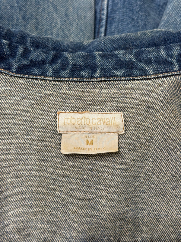 2000s Roberto Cavalli fitted paneled denim jacket