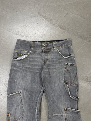 2000s Dolce & Gabbana double waist asymmetrical cargo jeans