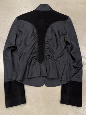 2000s Roberto Cavalli structured ruched velvet-trim jacket