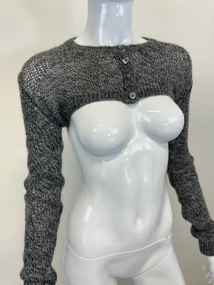 SS1999 Dolce & Gabbana knitted grey wool cropped long sleeve cardigan