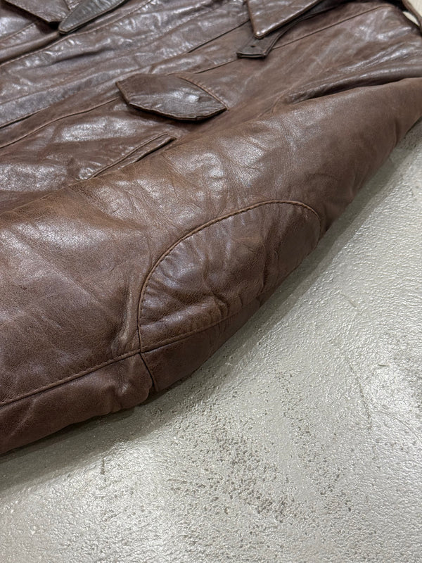 A/W2002 Balenciaga by Nicolas Ghesquiere distressed leather bomber jacket