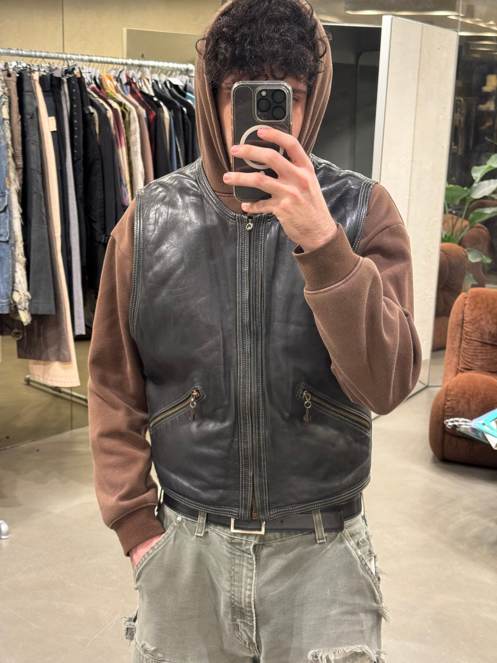 1990s Versace “Adonis Hasselt” leather vest