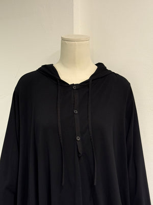 2010s Yohji Yamamoto asymmetrical draped hoodie shirt