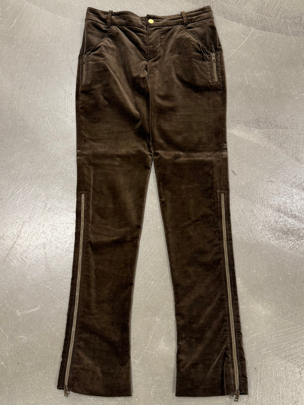 2003 Gucci by Tom Ford zipper flared velour pants
