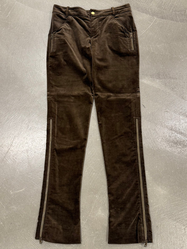 2003 Gucci by Tom Ford zipper flared velour pants