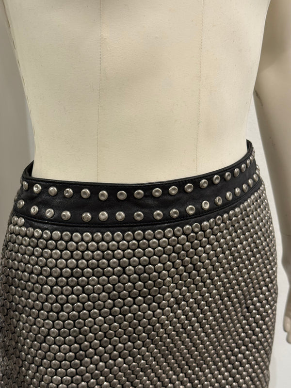 Saint Laurent sample metallic studs heavy skirt
