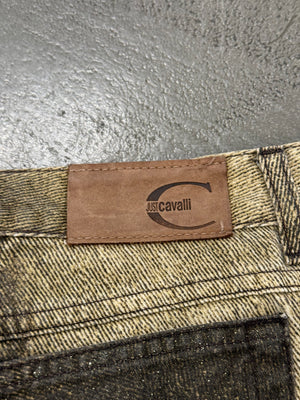 2000s Cavalli faded effect print jeans