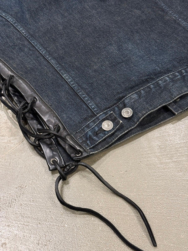 2012 Saint Laurent by Hedi Slimane lace-up leather denim vest