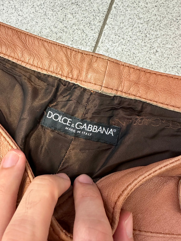 SS2002 Dolce & Gabbana leather zipper flight cargo pants