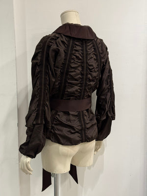 A/W2002 Yves Saint Laurent by Tom Ford ruched velvet jacket with bow belt