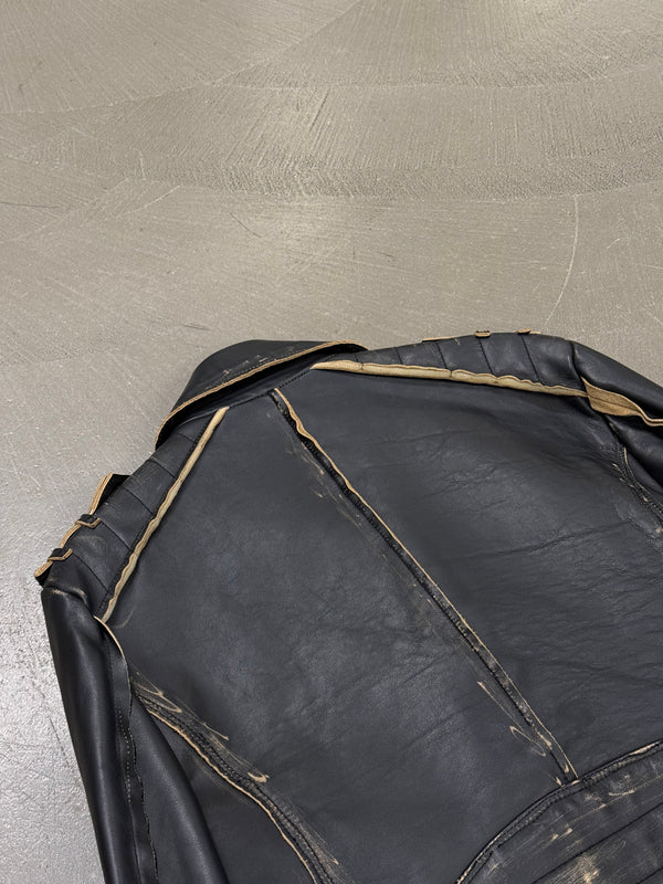 2022 Balmain distressed leather biker jacket