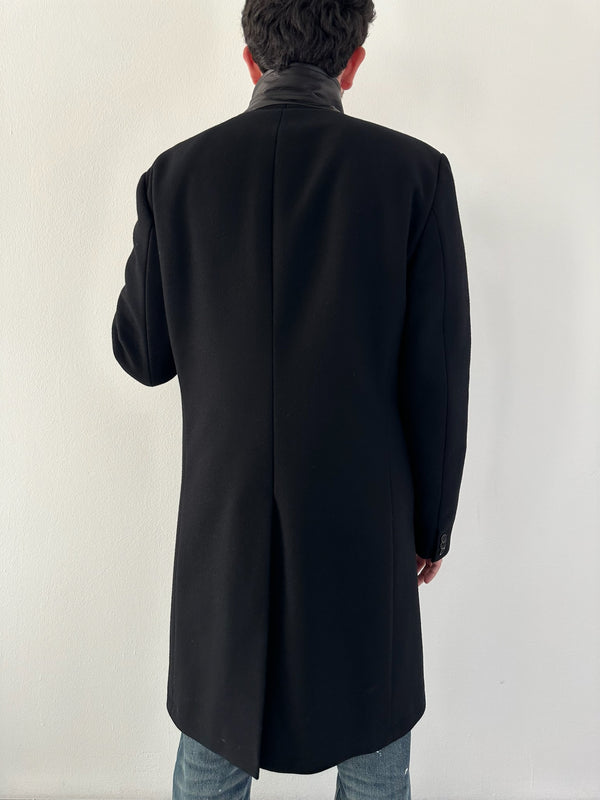AW2001 Helmut Lang double breasted leather mask coat