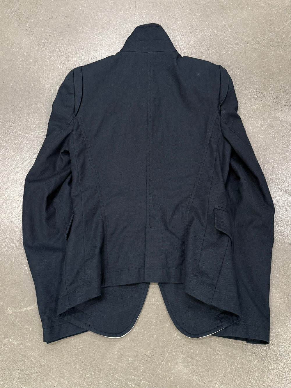 2010s Ann Demeulemeester asymmetrical blazer with white piping