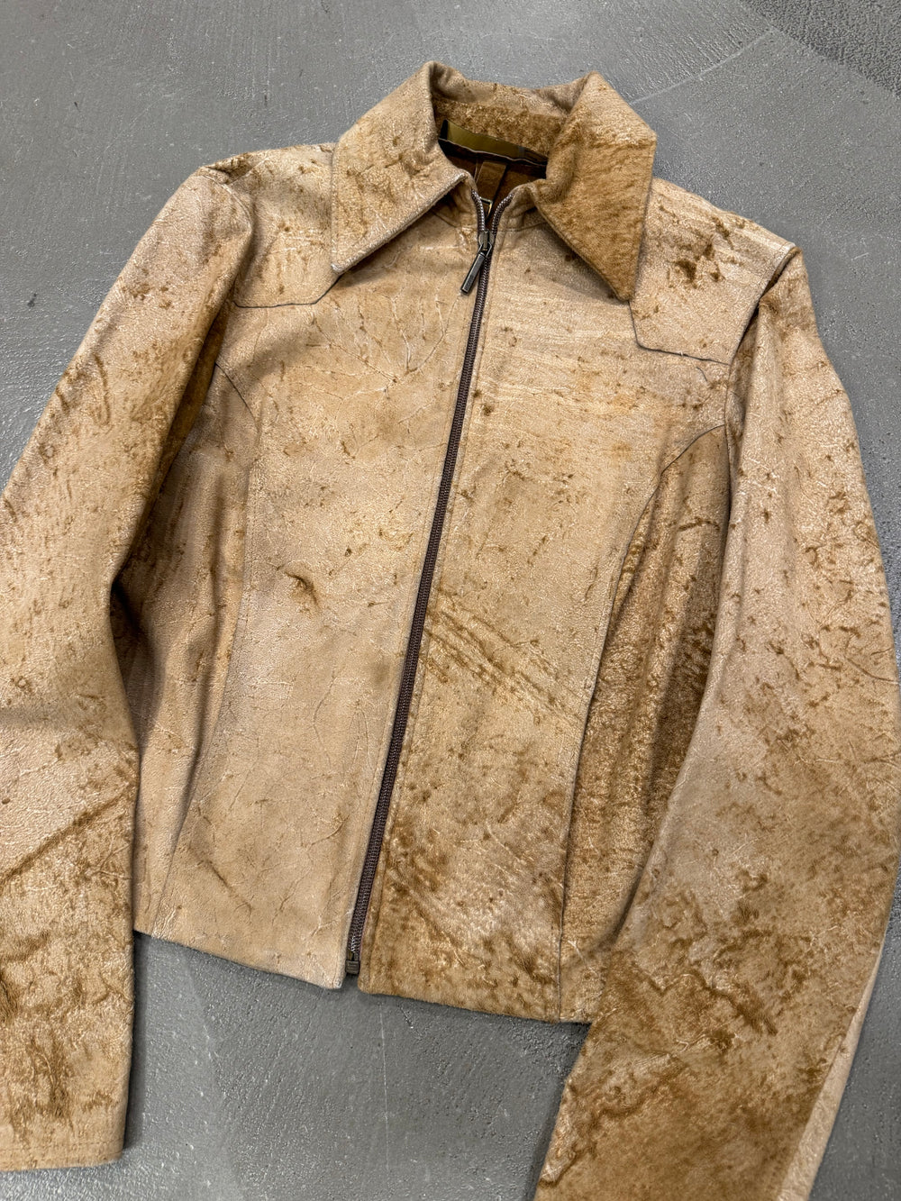 2005 Roberto Cavalli eroded distressed leather jacket
