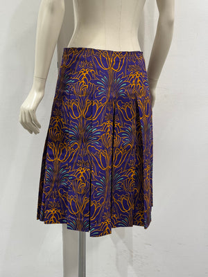 2000s Prada brocade pleated midi skirt