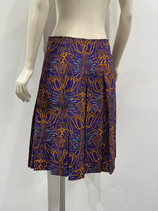 2000s Prada brocade pleated midi skirt