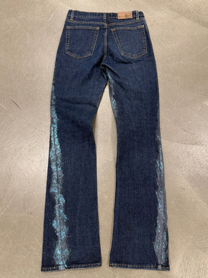 2000s Cavalli crystal-embellished flare jeans