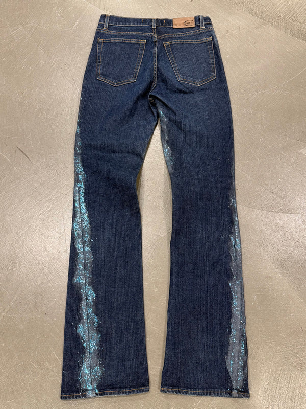 2000s Cavalli crystal-embellished flare jeans