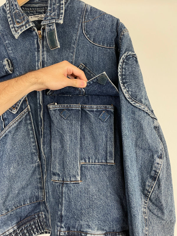 1986 Katharine Hamnett cargo bomber denim jacket