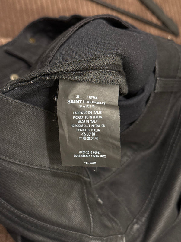 2016 Saint Laurent by Hedi Slimane “d02” distressed coated jeans