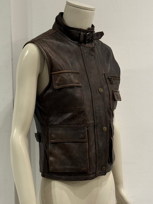 2000S Dolce & Gabbana military cargo leather vest