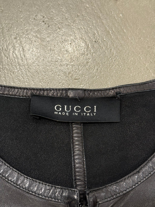 2000s Gucci by Tom Ford cropped paneled leather jacket