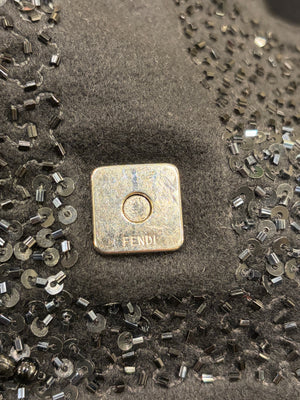 A/W2000 Fendi wool embossed hand-beaded baguette bag