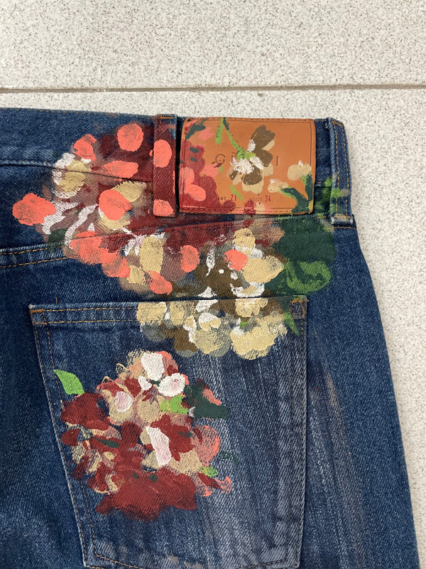 2016 Gucci Floral hand Painted Jeans 2016 Gucci Floral hand Painted Jeans