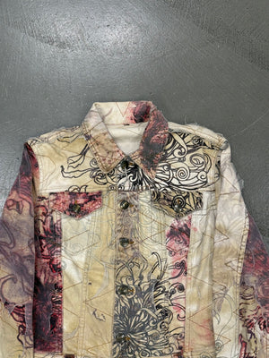 2001 Cavalli floral distressed double layer denim jacket