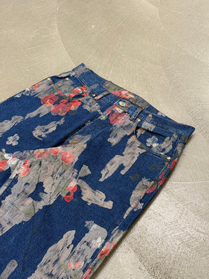 S/S2001 Gucci by Tom Ford floral hand painted jeans