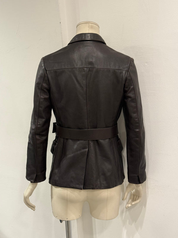 1990s Prada multipocket belted leather safari jacket