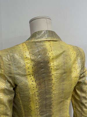 S/S2001 Roberto Cavalli iridescent rainbow snake cropped leather blazer