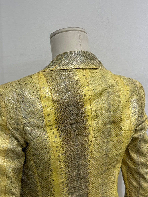 S/S2001 Roberto Cavalli iridescent rainbow snake cropped leather blazer