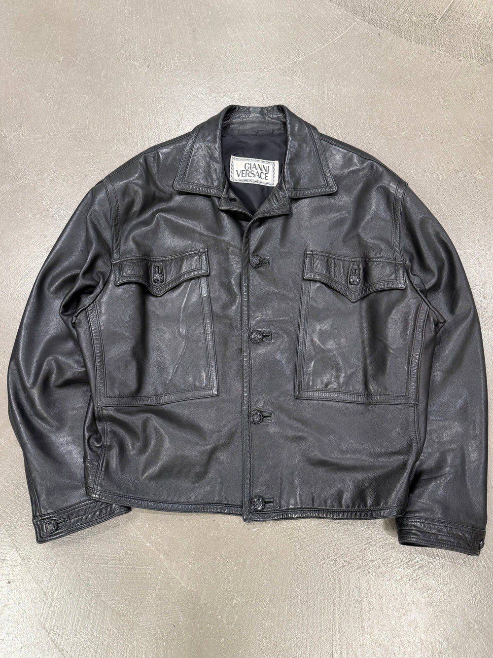1990s Gianni Versace oversized cropped leather jacket
