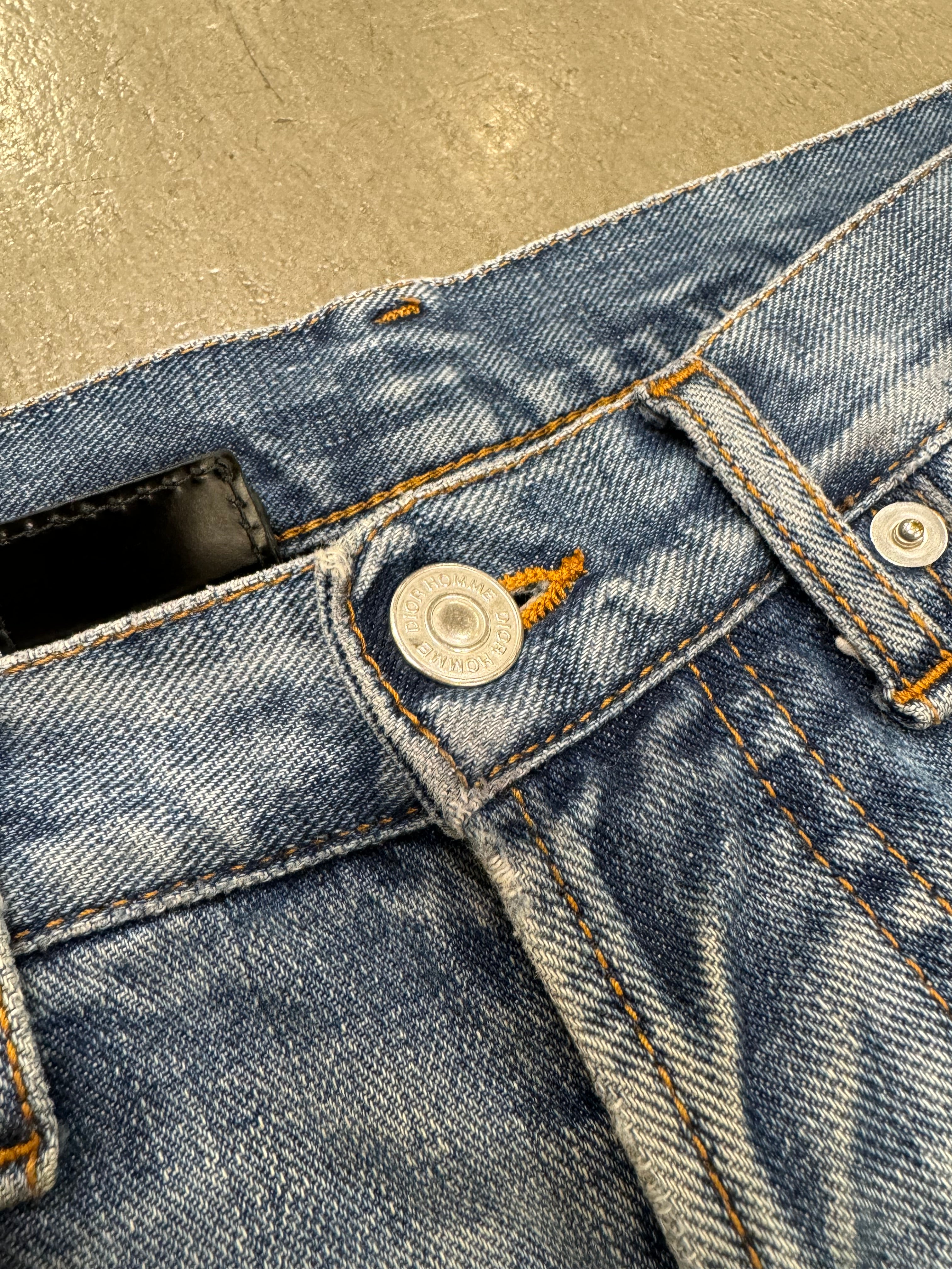 2000s Dior by Hedi Slimane skinny distressed repaired jeans