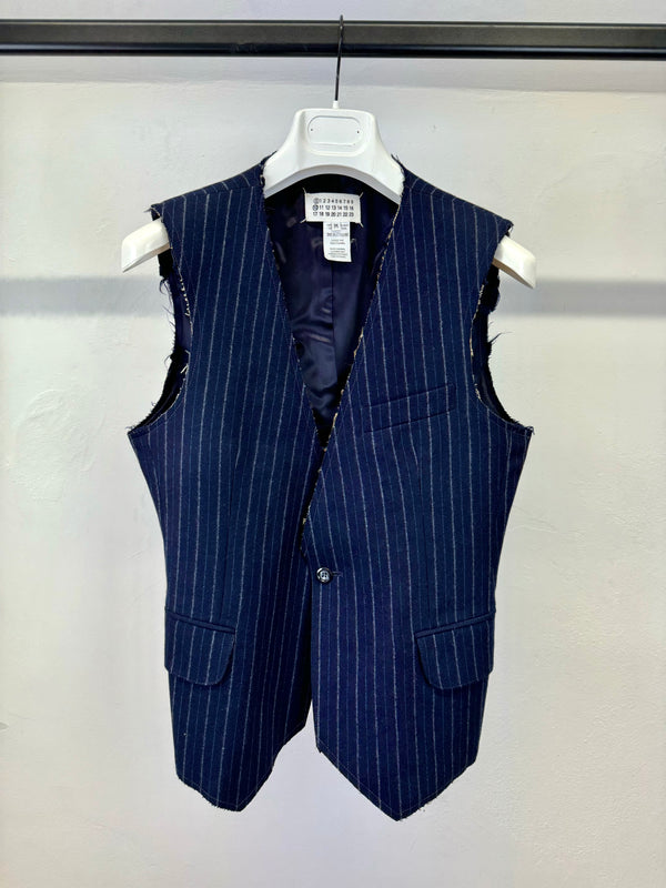 2000s Maison Margiela artisanal distressed pinstripe vest