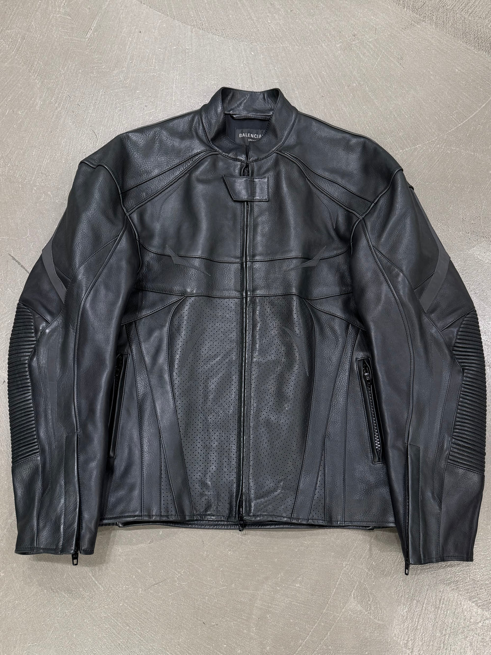 A/W2023 Balenciaga panelled leather moto biker jacket
