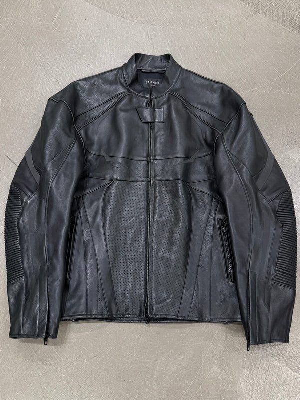 A/W2023 Balenciaga panelled leather moto biker jacket