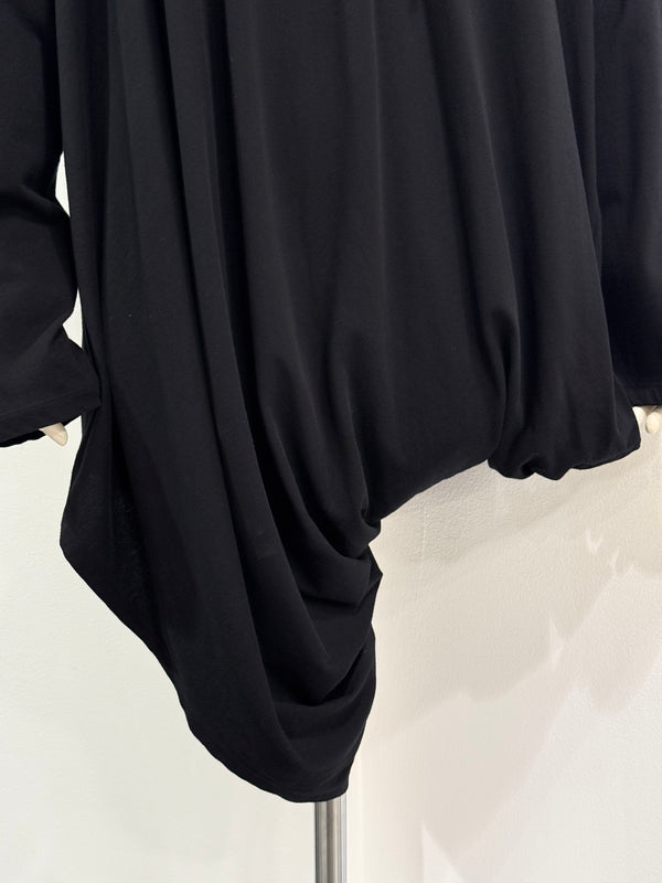 2010s Yohji Yamamoto asymmetrical draped hoodie shirt