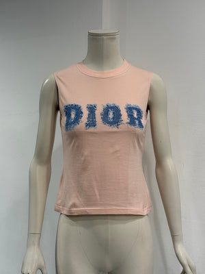 2003 Christian Dior by Galliano denim logo tank top
