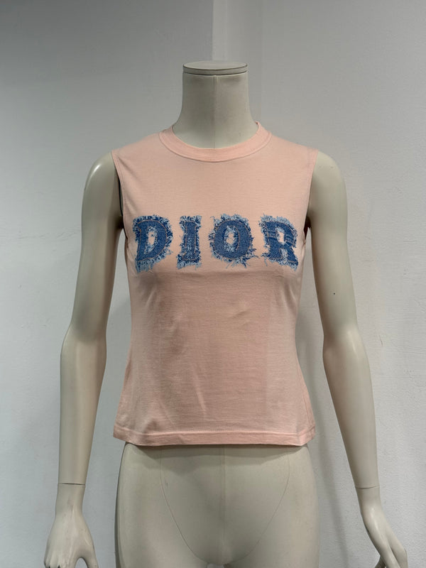 2003 Christian Dior by Galliano denim logo tank top