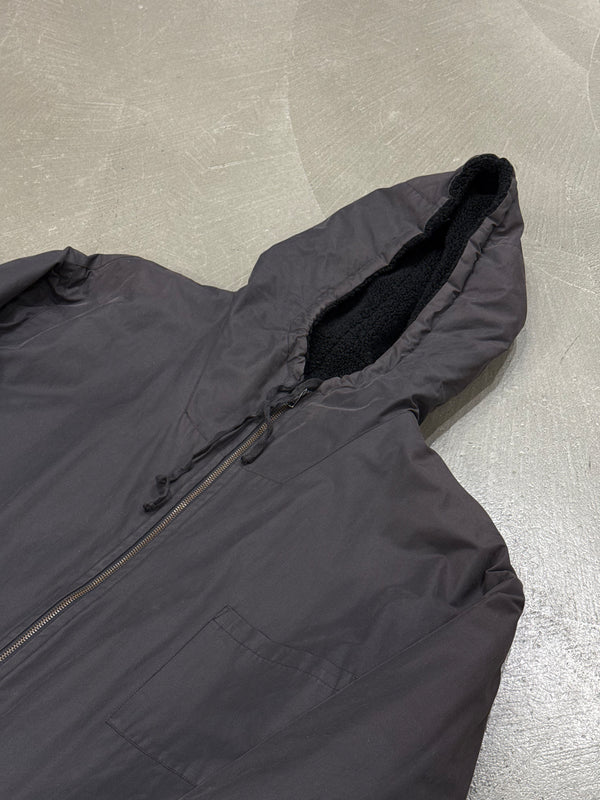 2000s Helmut Lang shearling lined cotton hooded jacket