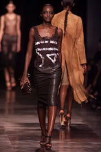 Load image into Gallery viewer, S/S 2002 Yves Saint Laurent by Tom Ford Safari Lace-Up Hand-Painted
Sheer Top
