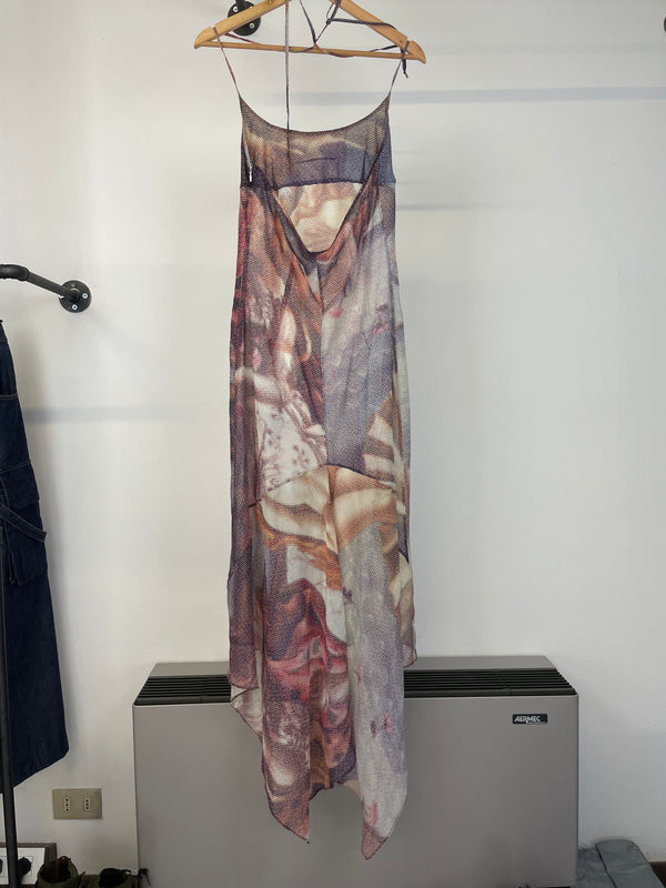 1990s D&G Botticelli birth of Venus sheer silk dress